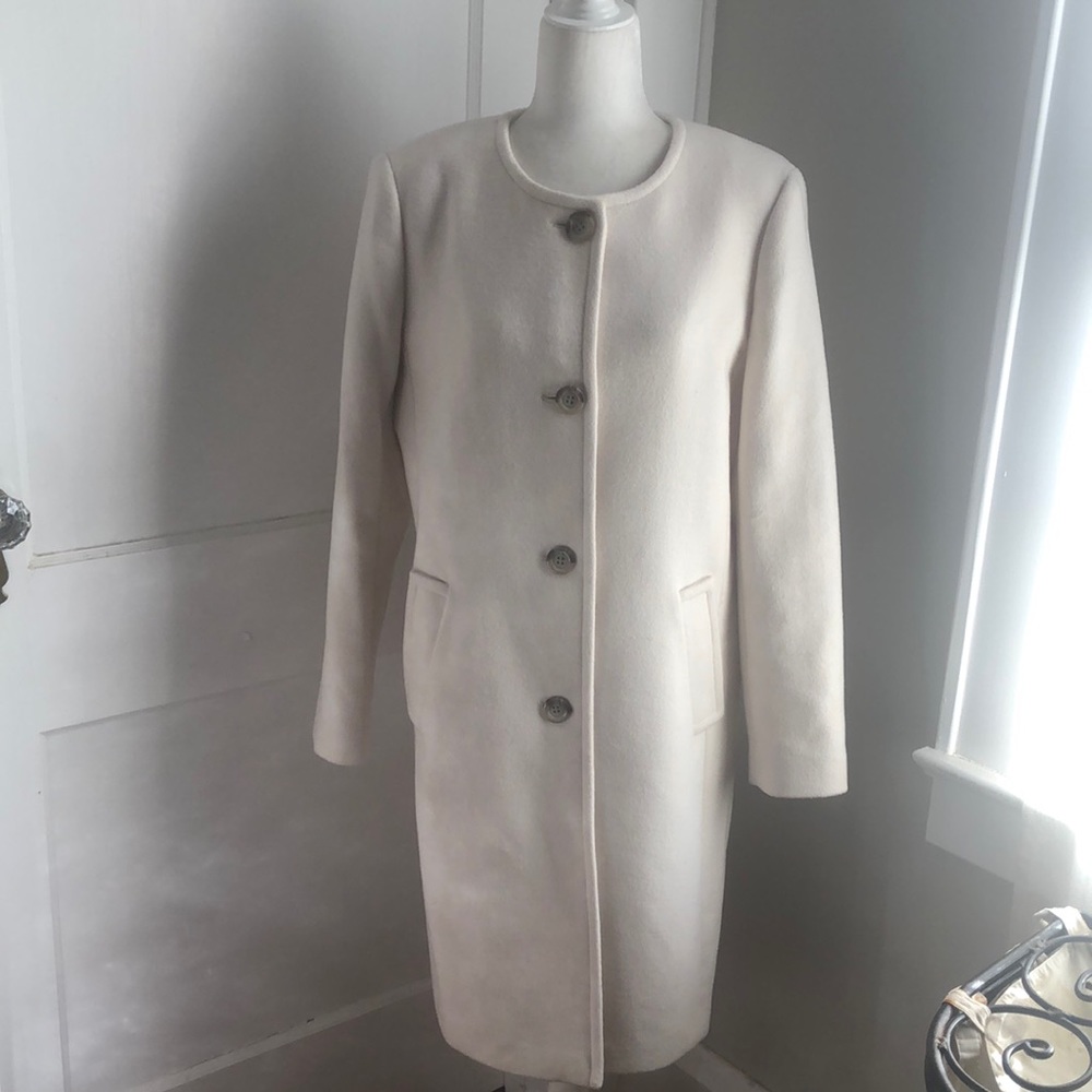 Ann Taylor Winter White/Cream Wool Coat Sz. Lg